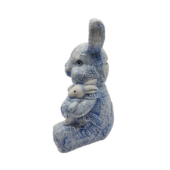 Vintage Ceramic Embossed Lace Easter Bunny Rabbit Bank Spring Decor Hobbyist - Picture 3 of 7